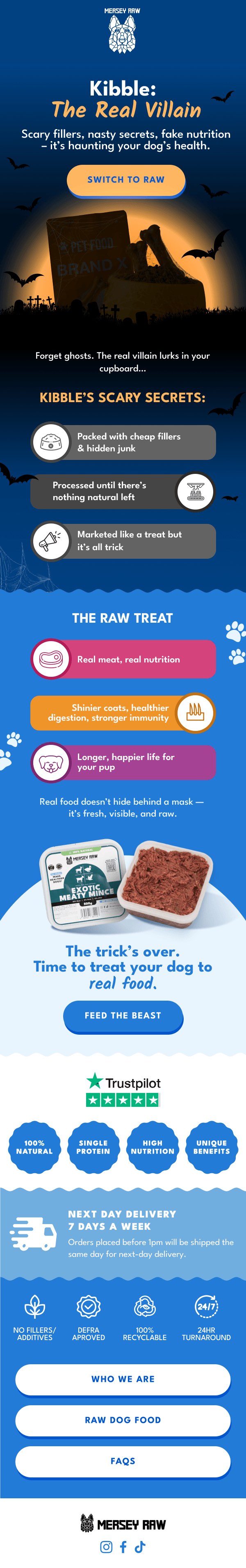 Mersey Raw kibble education email design