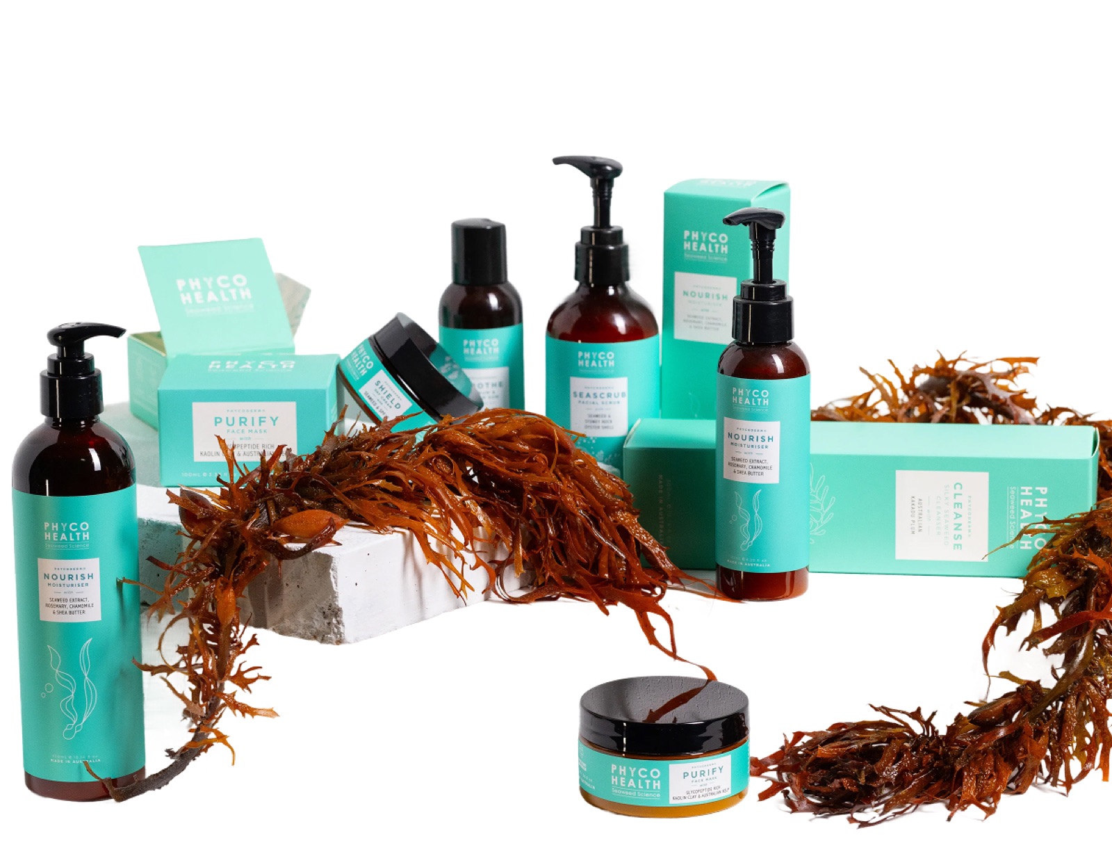 PhycoHealth seaweed skincare range with fresh seaweed