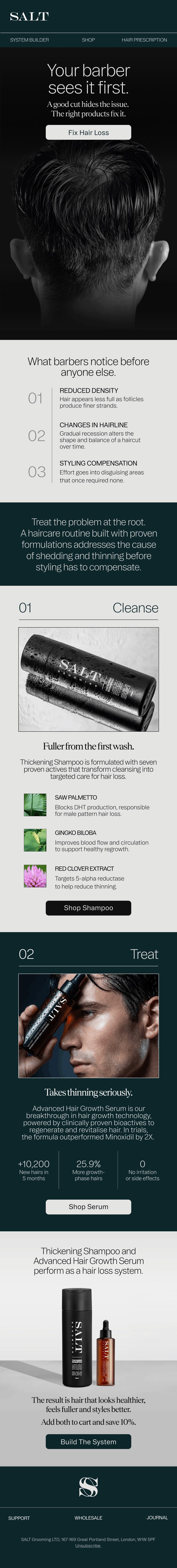 Salt Grooming thinning hair email design
